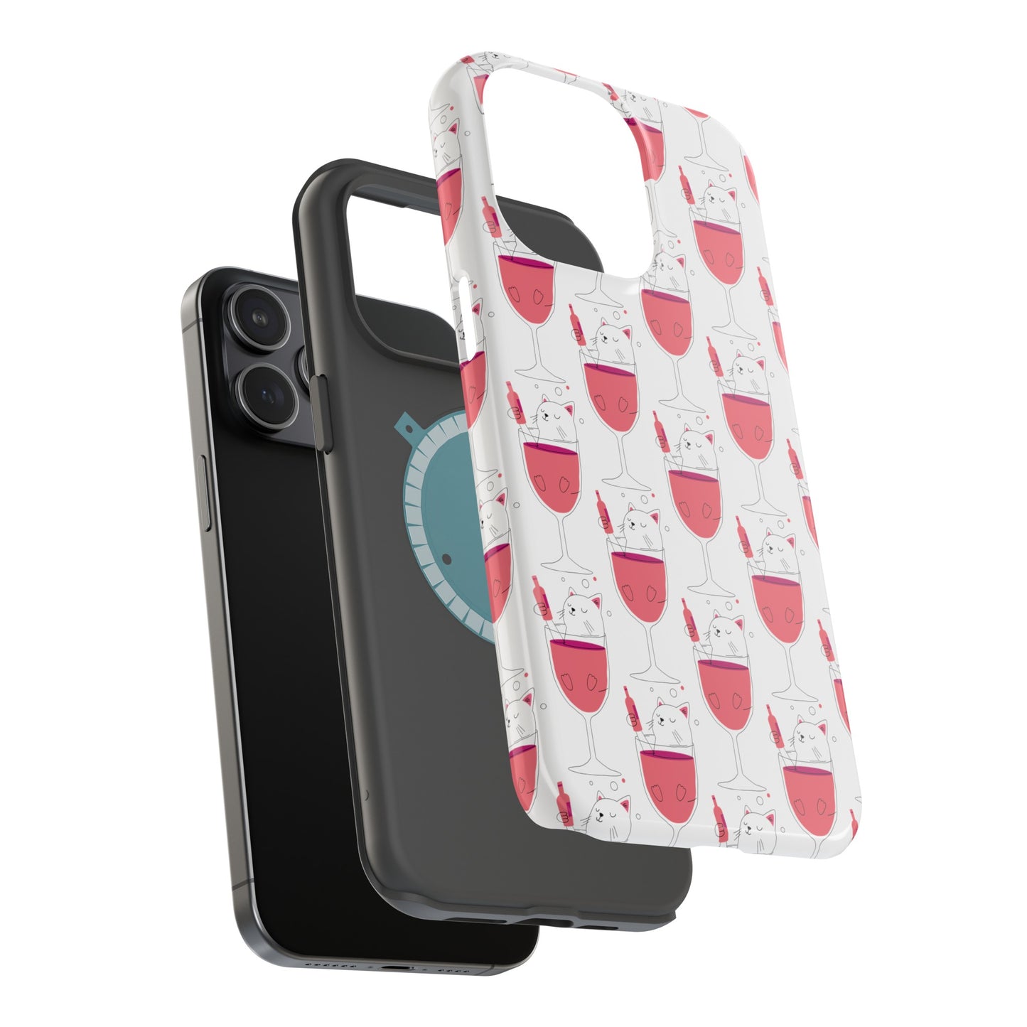 Wine Cat Cute Magnetic Tough Cases for Iphone 15