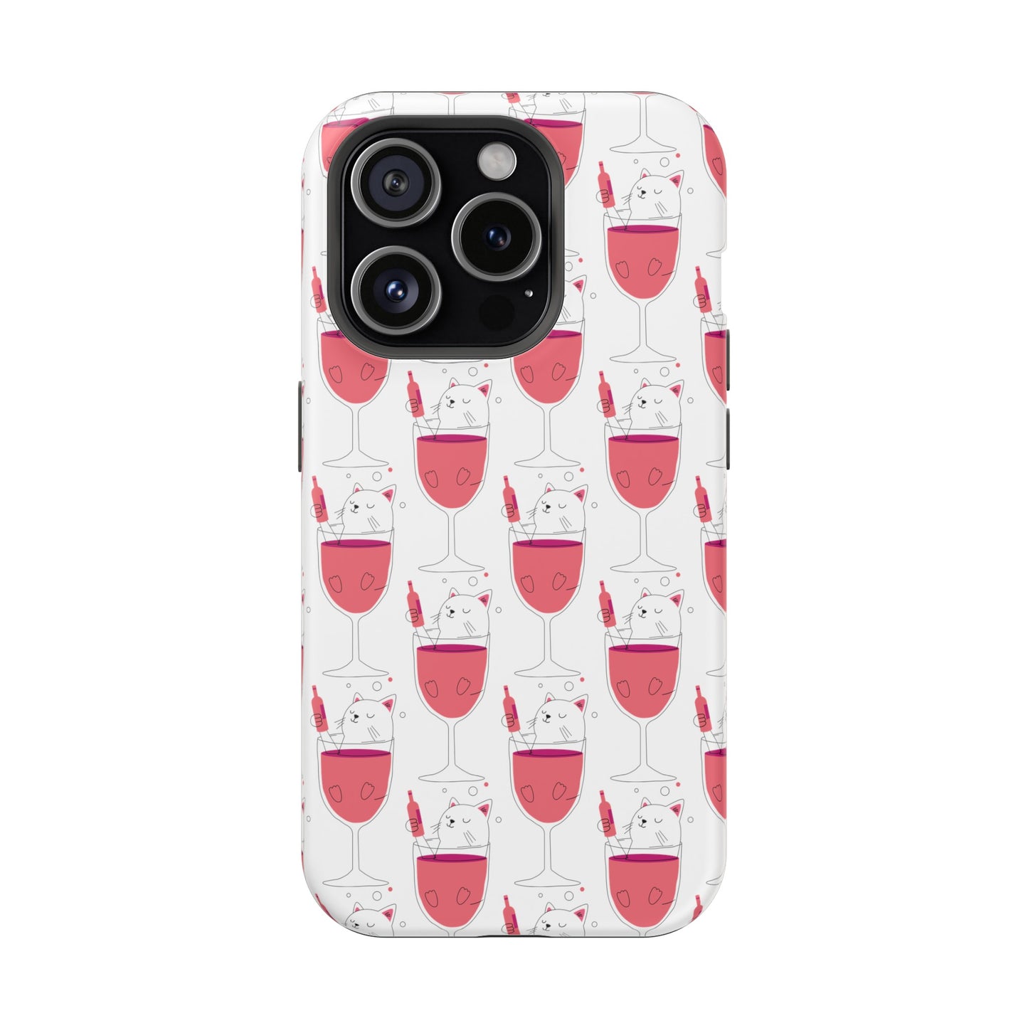 Wine Cat Cute Magnetic Tough Cases for Iphone 15