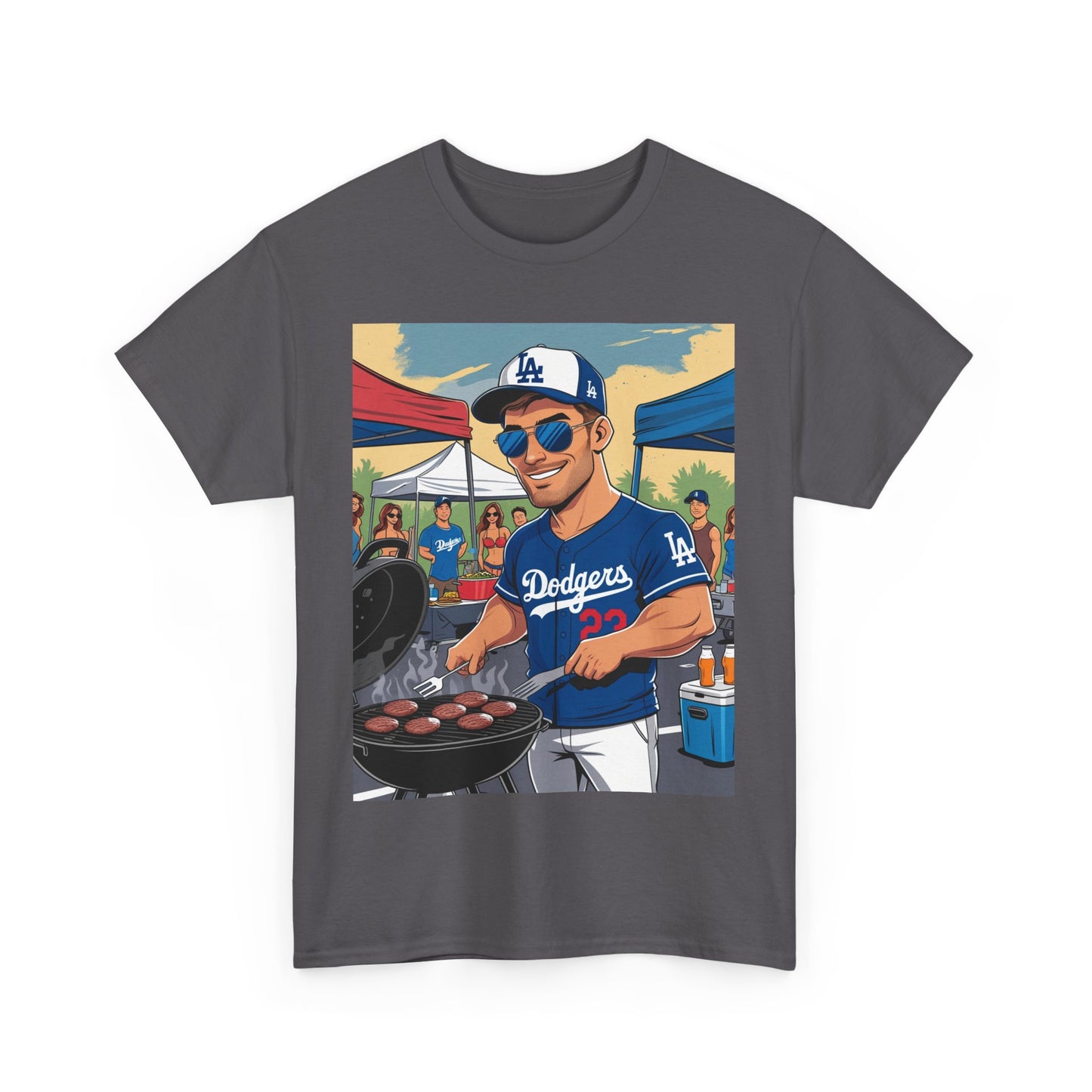 Graphic Cartoon Dad Humor Grilling Champion Unisex Heavy Cotton Tee - Perfect for BBQ Lovers