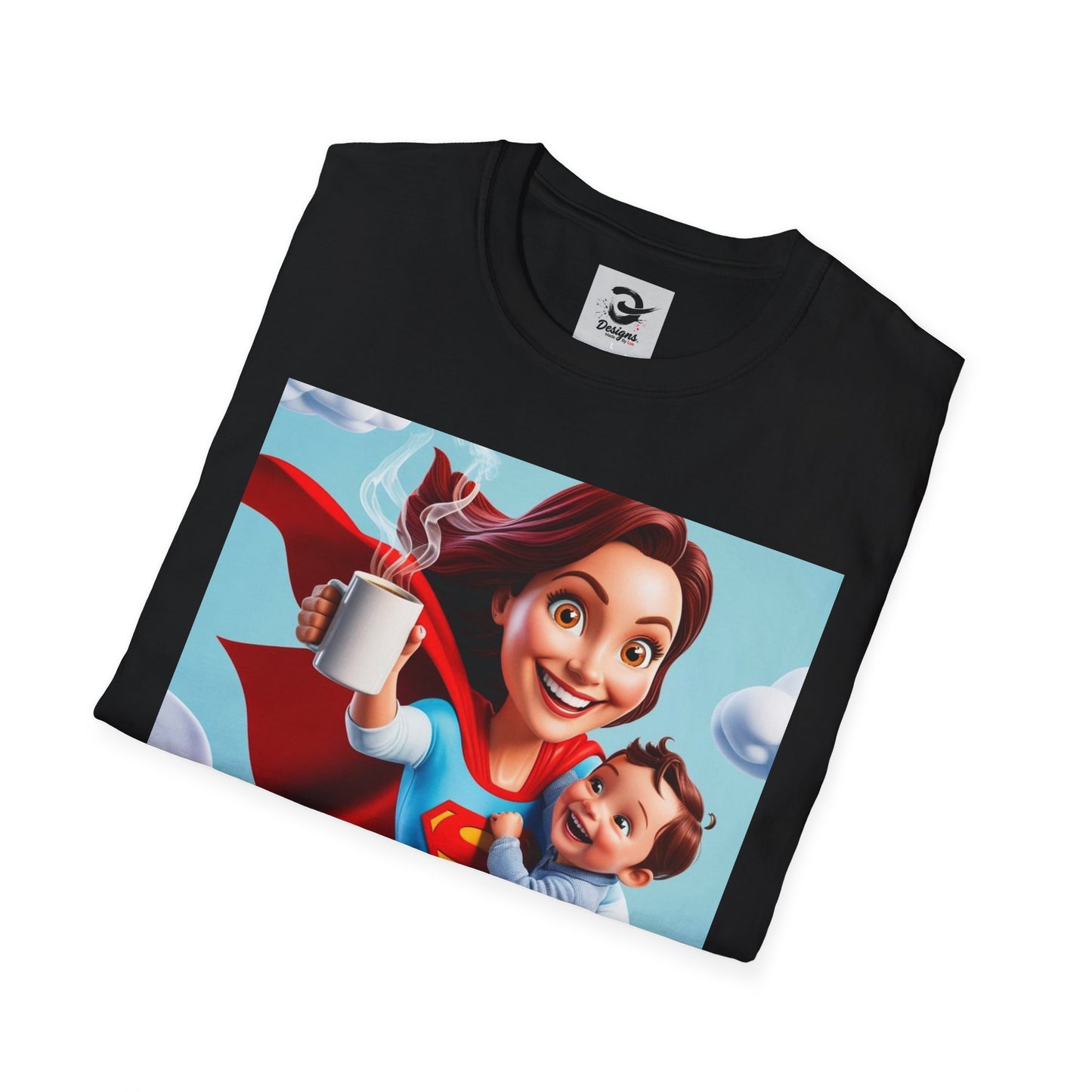 Comic Anime Supermom T-Shirt, Perfect Gift for Moms, Funny Graphic Tee, Coffee Lover Shirt, Mother’s Day Present, Family Apparel