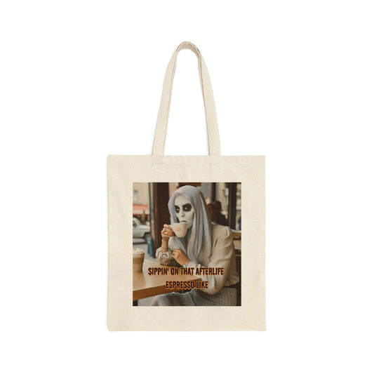 Halloween Cotton Canvas Tote Bag Coffee Lovers