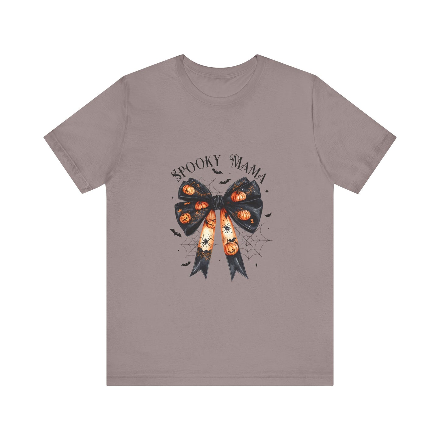 Spooky Mama Halloween Jersey Short Sleeve Tee Bow Spooky Halloween Tee