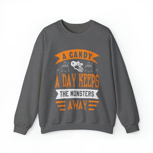 Candy a Day Keeps the Monster Away Halloween Sweater Crewneck Sweatshirt